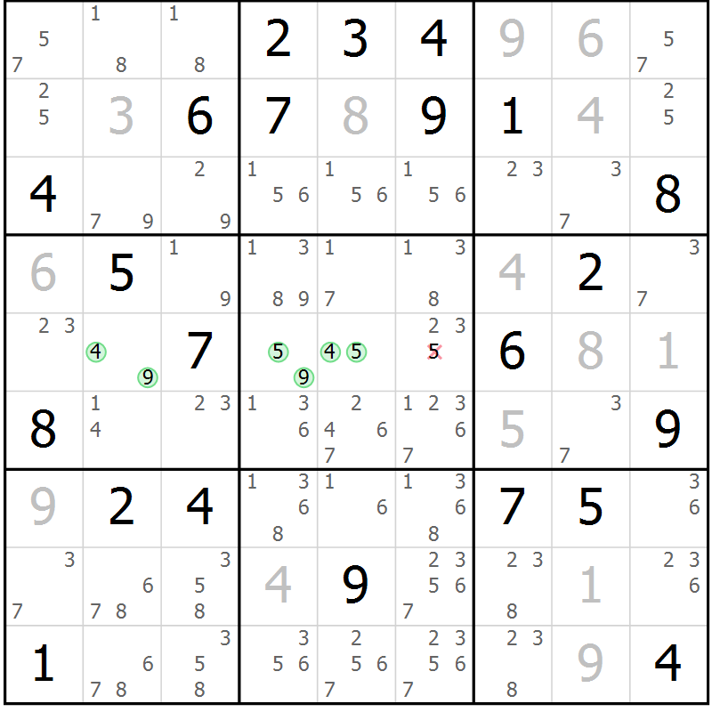 Position des candidats pour la solution de la Gr 47 page 50 du magazine de sudoku Sudoku Suprême n° 037