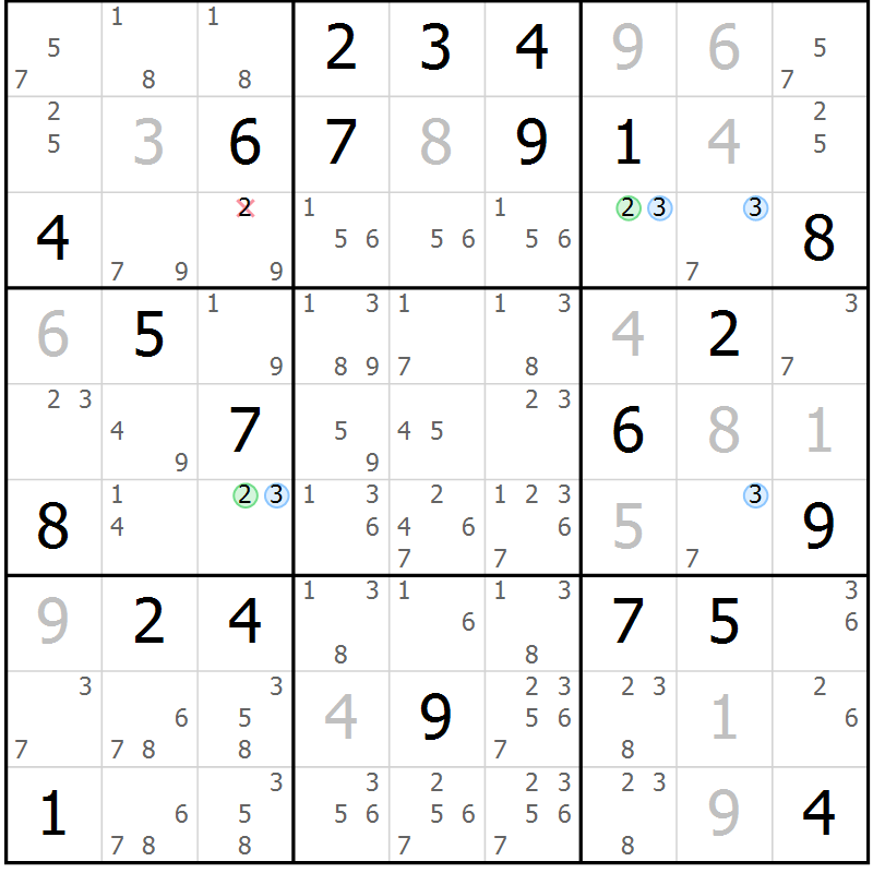 Position des candidats pour la solution de la Gr 47 page 50 du magazine de sudoku Sudoku Suprême n° 037