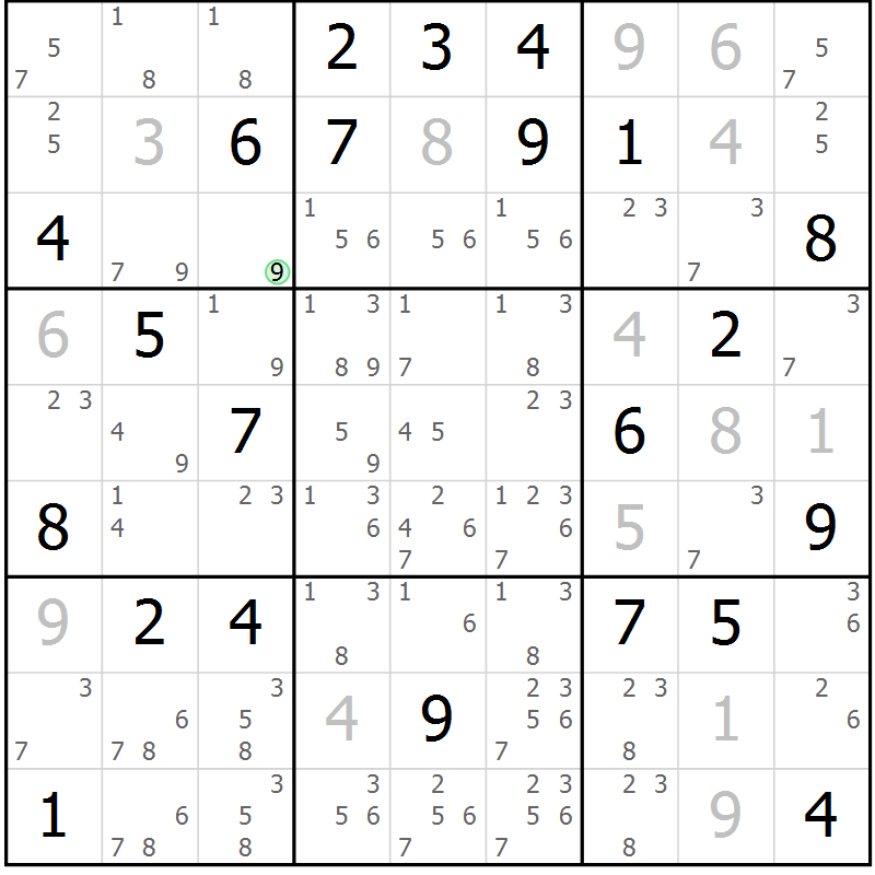 Position des candidats pour la solution de la Gr 47 page 50 du magazine de sudoku Sudoku Suprême n° 037