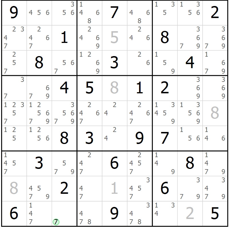 Position des candidats pour la solution de la Gr 48 page 51 du magazine de sudoku Sudoku Suprême n° 037
