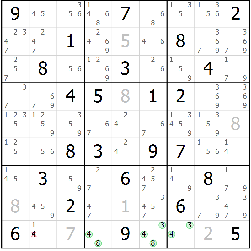 Position des candidats pour la solution de la Gr 48 page 51 du magazine de sudoku Sudoku Suprême n° 037