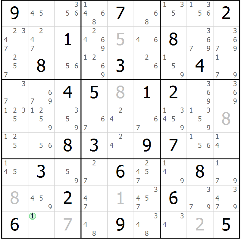Position des candidats pour la solution de la Gr 48 page 51 du magazine de sudoku Sudoku Suprême n° 037