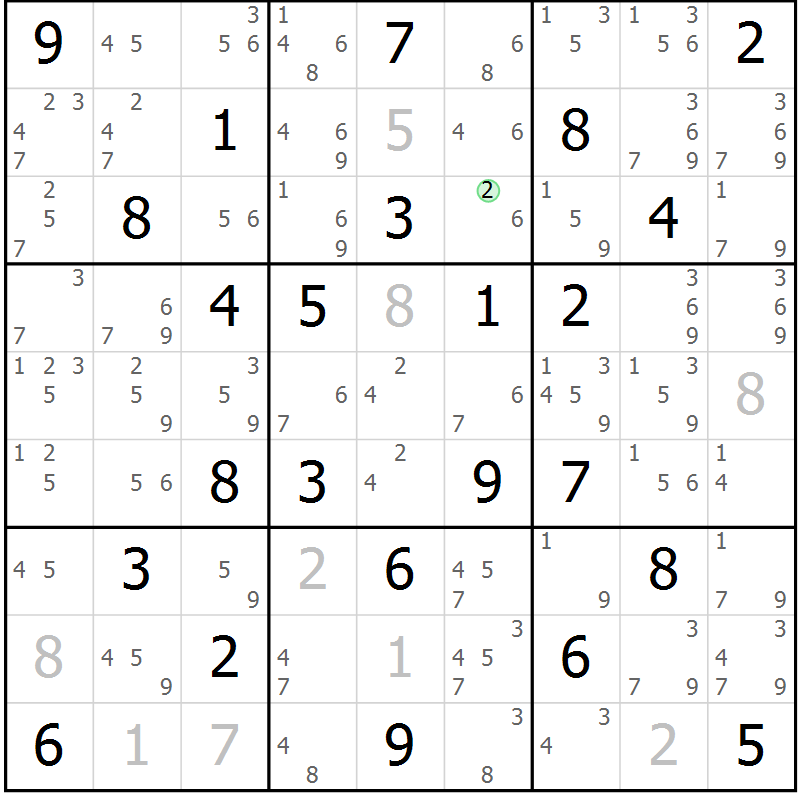 Position des candidats pour la solution de la Gr 48 page 51 du magazine de sudoku Sudoku Suprême n° 037