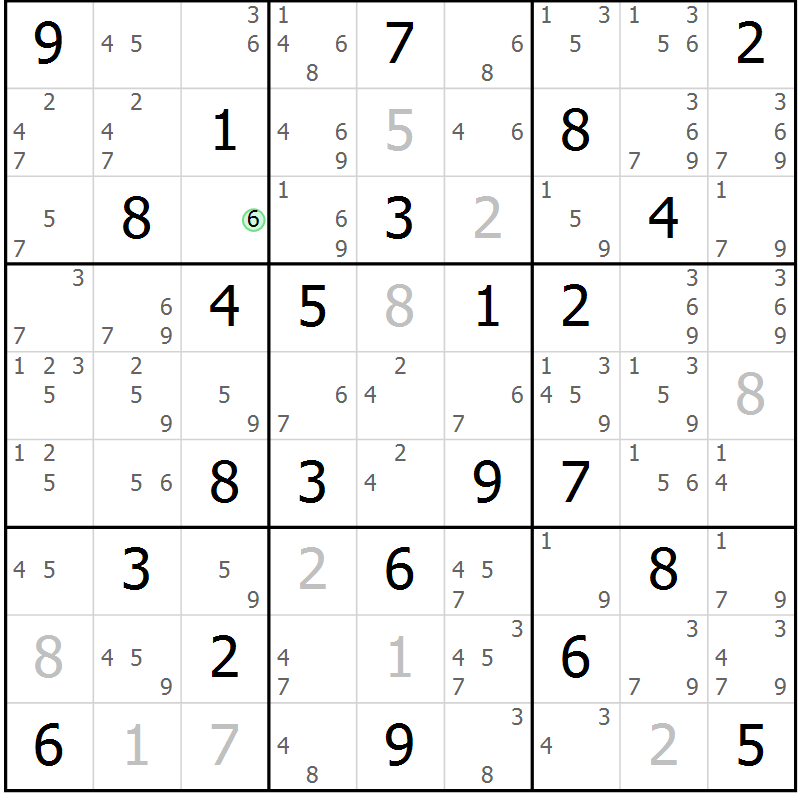 Position des candidats pour la solution de la Gr 48 page 51 du magazine de sudoku Sudoku Suprême n° 037