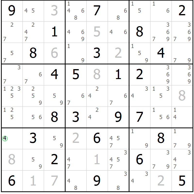 Position des candidats pour la solution de la Gr 48 page 51 du magazine de sudoku Sudoku Suprême n° 037