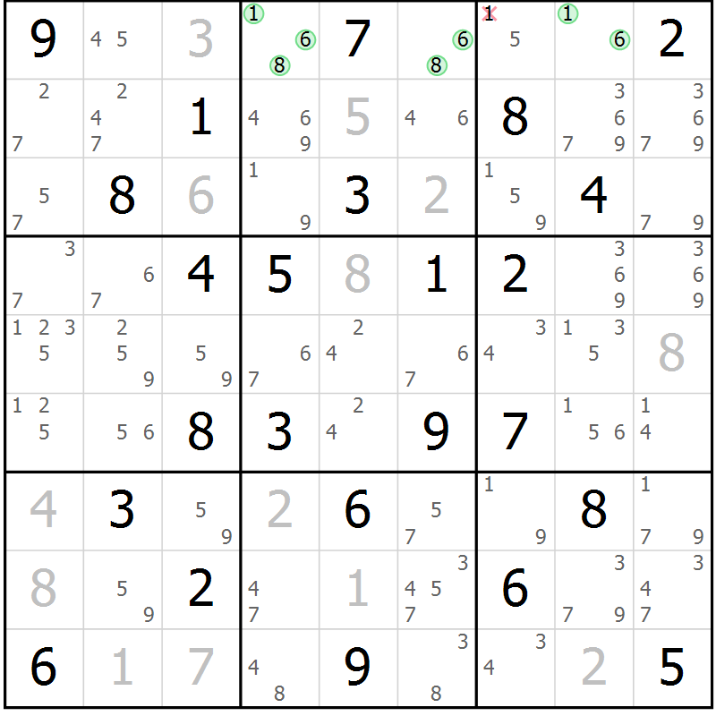Position des candidats pour la solution de la Gr 48 page 51 du magazine de sudoku Sudoku Suprême n° 037