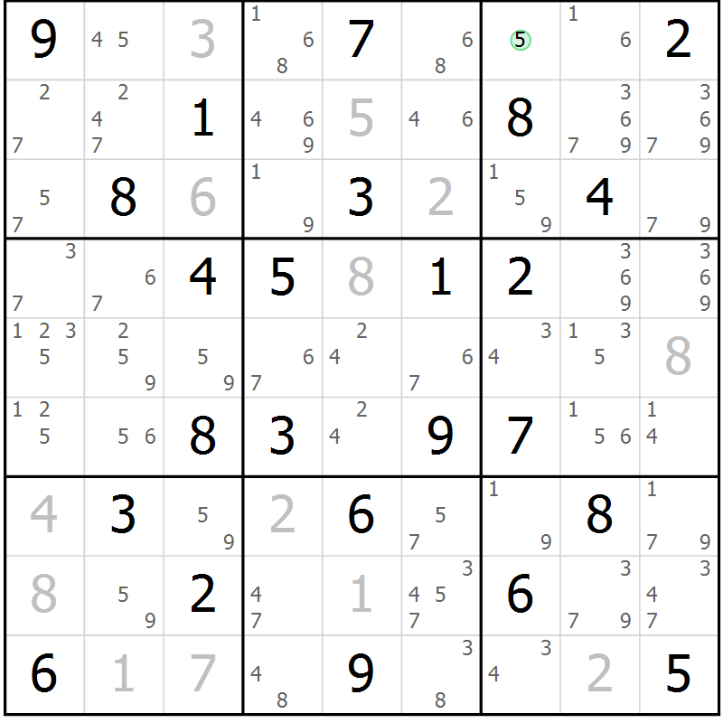 Position des candidats pour la solution de la Gr 48 page 51 du magazine de sudoku Sudoku Suprême n° 037