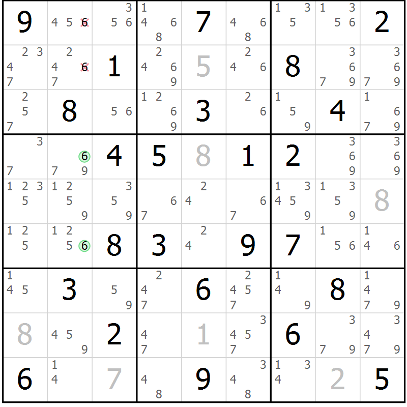Position des candidats pour la solution de la Gr 48 page 51 du magazine de sudoku Sudoku Suprême n° 037