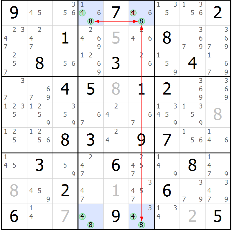 Position des candidats pour la solution de la Gr 48 page 51 du magazine de sudoku Sudoku Suprême n° 037
