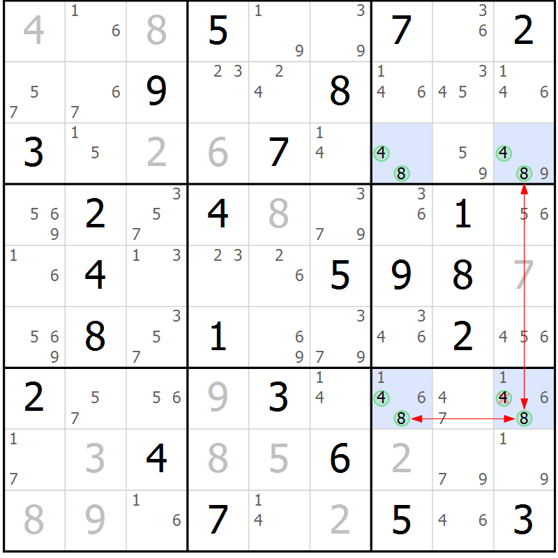 Position des candidats pour la solution de la Gr 49 page 52 du magazine de sudoku Sudoku Suprême n° 037