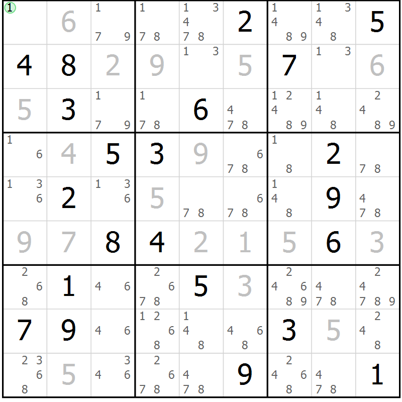 Position des candidats pour la solution de la Gr 5 page 8 du magazine de sudoku Sudoku Suprême n° 037