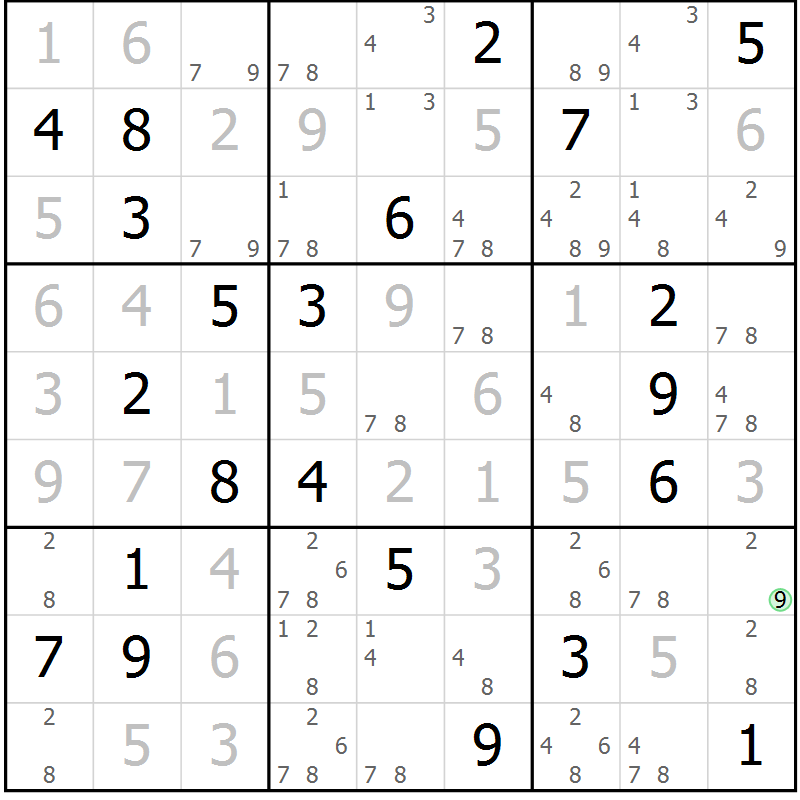 Position des candidats pour la solution de la Gr 5 page 8 du magazine de sudoku Sudoku Suprême n° 037
