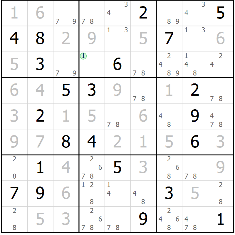 Position des candidats pour la solution de la Gr 5 page 8 du magazine de sudoku Sudoku Suprême n° 037