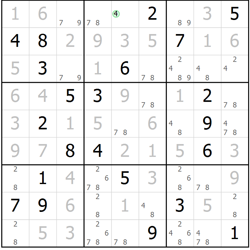 Position des candidats pour la solution de la Gr 5 page 8 du magazine de sudoku Sudoku Suprême n° 037
