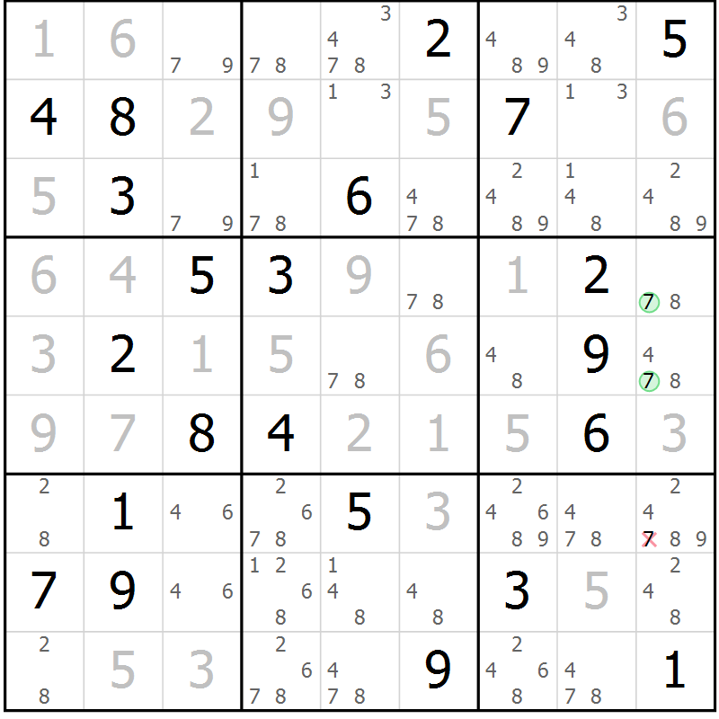 Position des candidats pour la solution de la Gr 5 page 8 du magazine de sudoku Sudoku Suprême n° 037