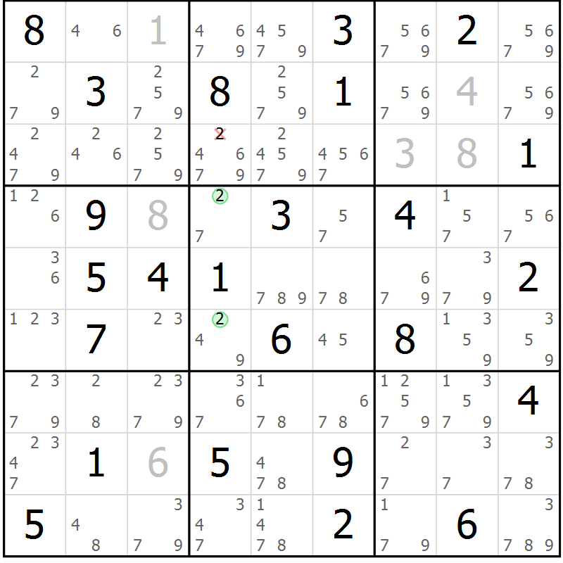 Position des candidats pour la solution de la Gr 50 page 53 du magazine de sudoku Sudoku Suprême n° 037