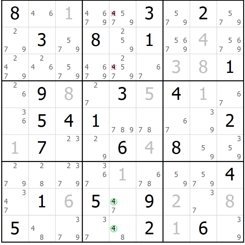 Position des candidats pour la solution de la Gr 50 page 53 du magazine de sudoku Sudoku Suprême n° 037