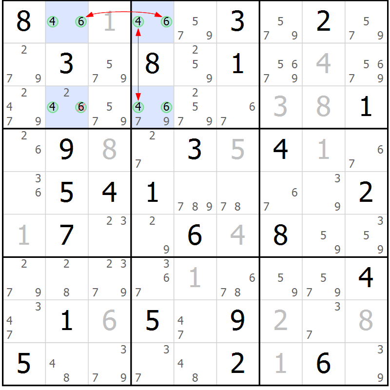 Position des candidats pour la solution de la Gr 50 page 53 du magazine de sudoku Sudoku Suprême n° 037