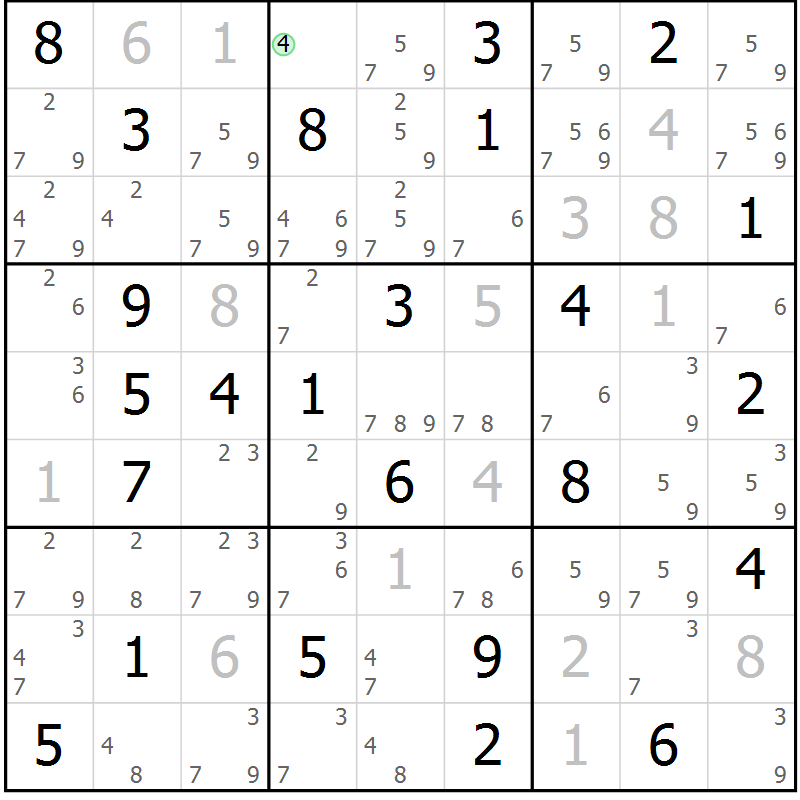 Position des candidats pour la solution de la Gr 50 page 53 du magazine de sudoku Sudoku Suprême n° 037