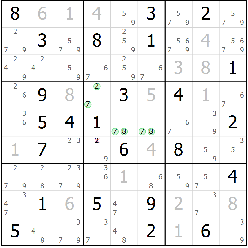 Position des candidats pour la solution de la Gr 50 page 53 du magazine de sudoku Sudoku Suprême n° 037