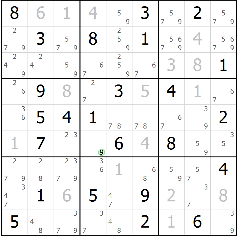 Position des candidats pour la solution de la Gr 50 page 53 du magazine de sudoku Sudoku Suprême n° 037