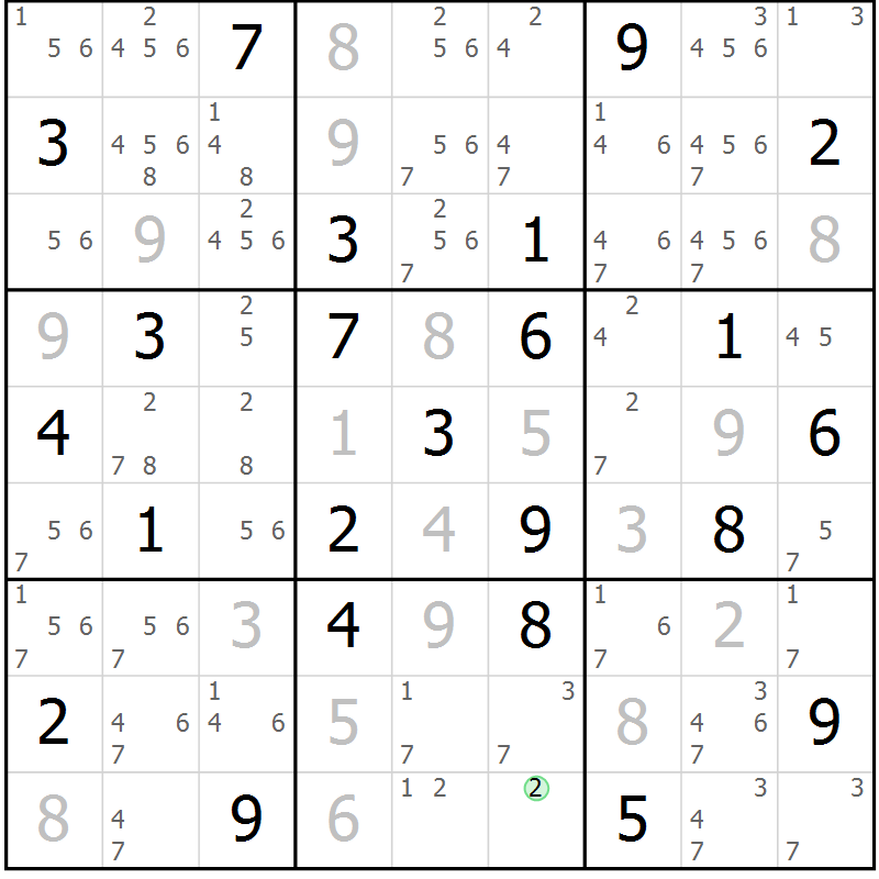 Position des candidats pour la solution de la Gr 51 page 54 du magazine de sudoku Sudoku Suprême n° 037