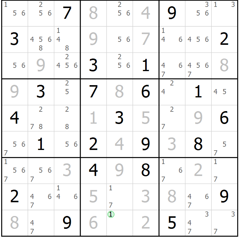 Position des candidats pour la solution de la Gr 51 page 54 du magazine de sudoku Sudoku Suprême n° 037