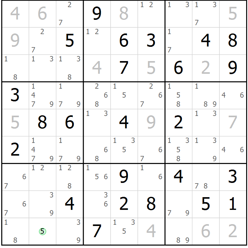 Position des candidats pour la solution de la Gr 52 page 55 du magazine de sudoku Sudoku Suprême n° 037