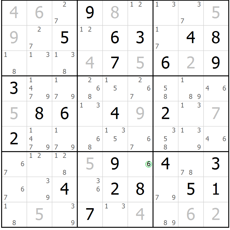 Position des candidats pour la solution de la Gr 52 page 55 du magazine de sudoku Sudoku Suprême n° 037