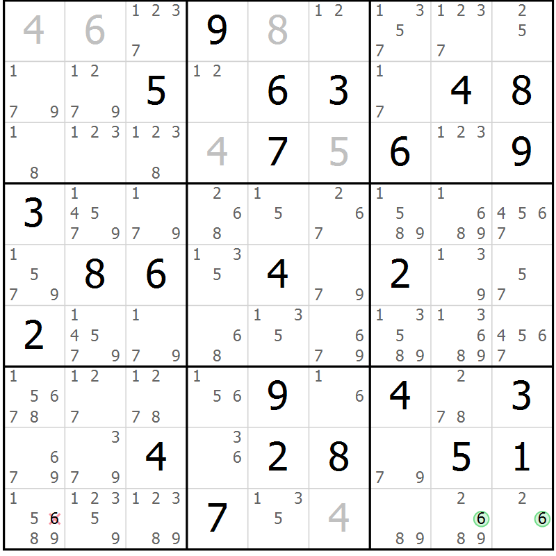 Position des candidats pour la solution de la Gr 52 page 55 du magazine de sudoku Sudoku Suprême n° 037