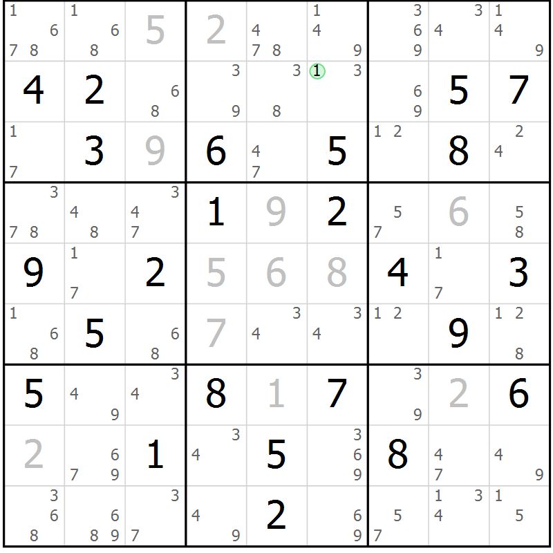 Position des candidats pour la solution de la Gr 55 page 58 du magazine de sudoku Sudoku Suprême n° 037
