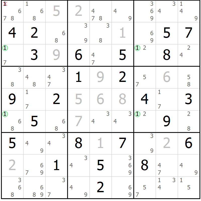 Position des candidats pour la solution de la Gr 55 page 58 du magazine de sudoku Sudoku Suprême n° 037