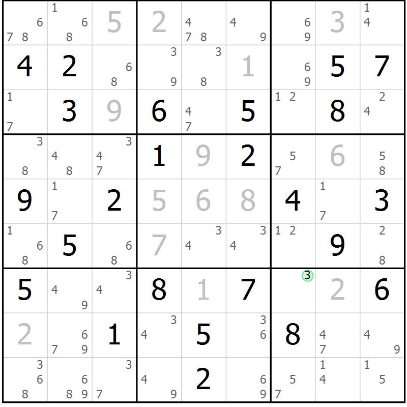 Position des candidats pour la solution de la Gr 55 page 58 du magazine de sudoku Sudoku Suprême n° 037