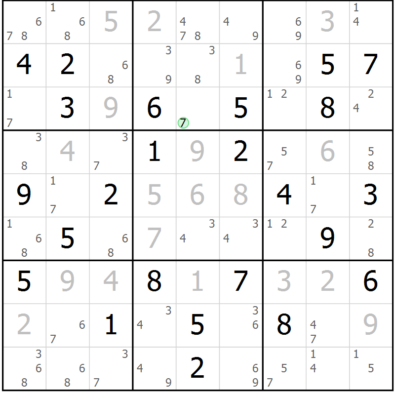 Position des candidats pour la solution de la Gr 55 page 58 du magazine de sudoku Sudoku Suprême n° 037