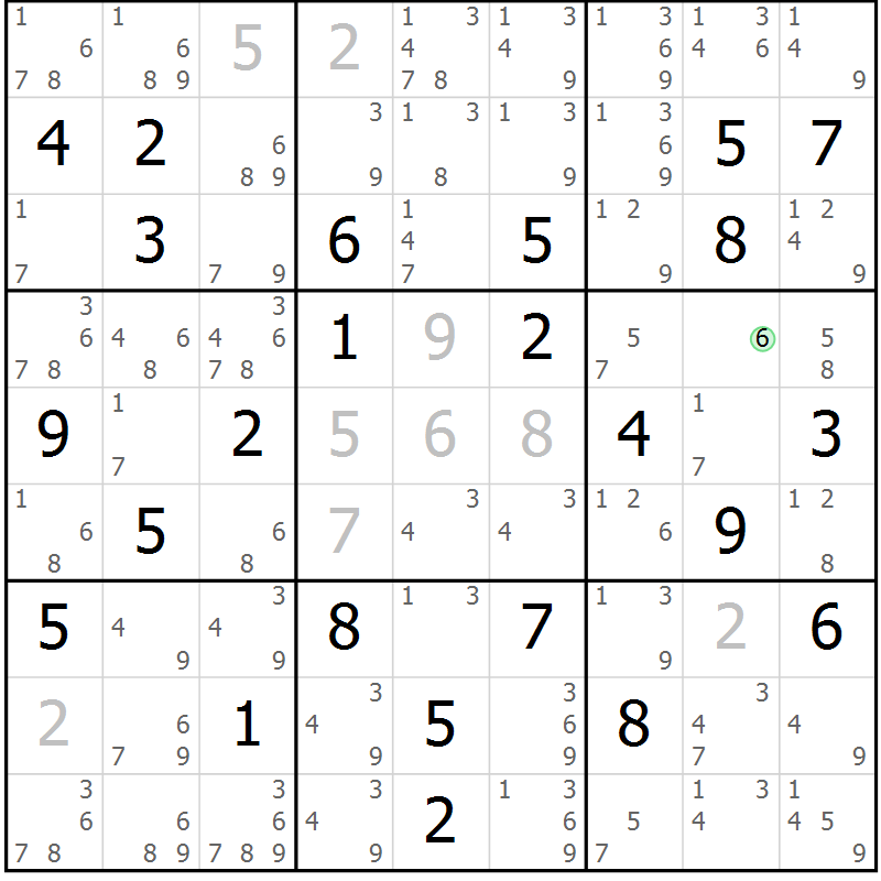 Position des candidats pour la solution de la Gr 55 page 58 du magazine de sudoku Sudoku Suprême n° 037