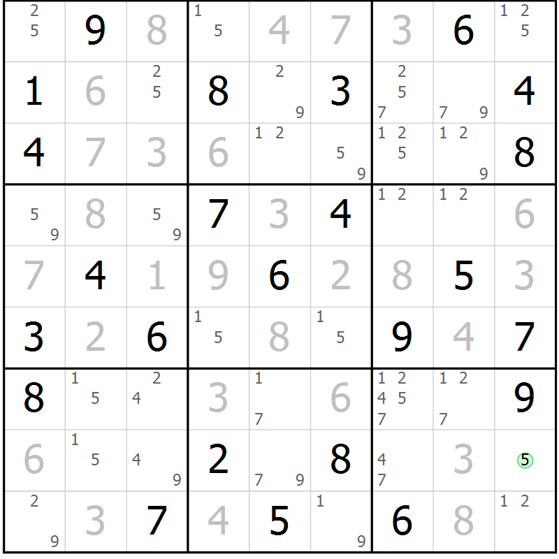 Position des candidats pour la solution de la Gr 56 page 59 du magazine de sudoku Sudoku Suprême n° 037