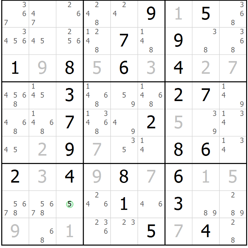 Position des candidats pour la solution de la Gr 57 page 60 du magazine de sudoku Sudoku Suprême n° 037
