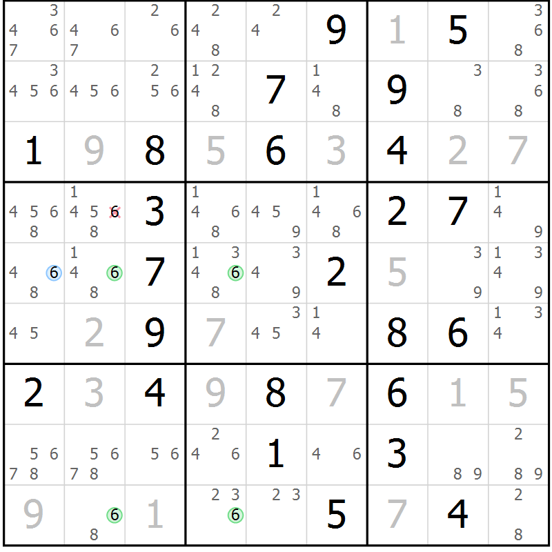 Position des candidats pour la solution de la Gr 57 page 60 du magazine de sudoku Sudoku Suprême n° 037