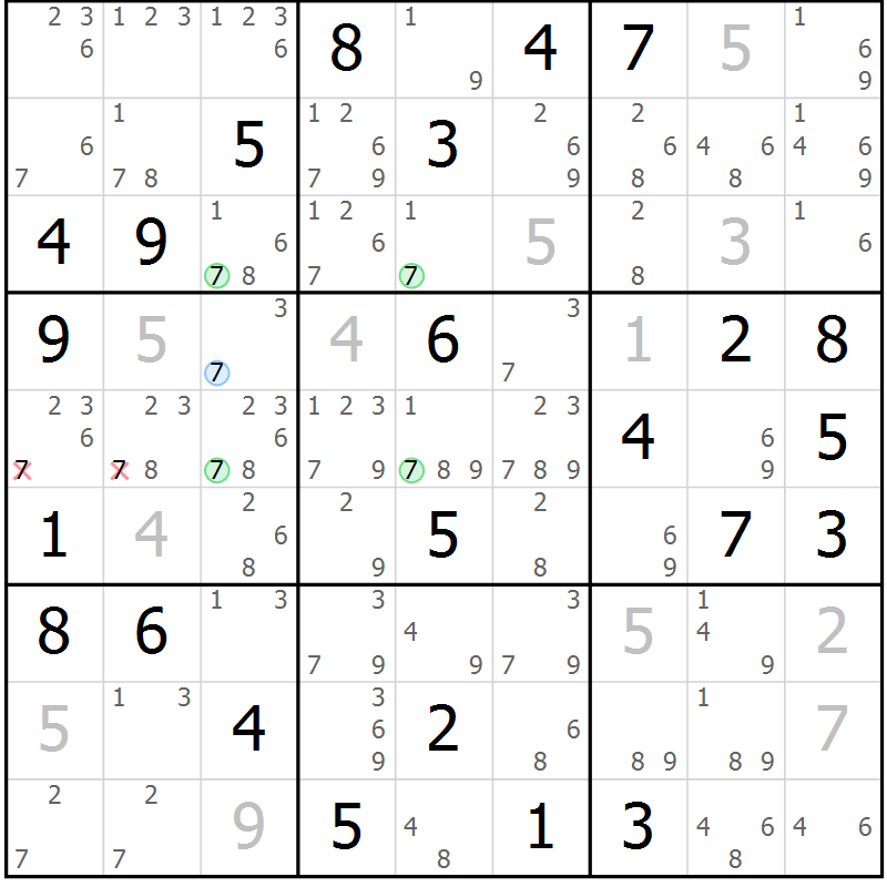 Position des candidats pour la solution de la Gr 58 page 61 du magazine de sudoku Sudoku Suprême n° 037