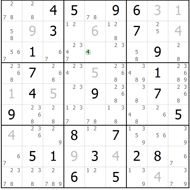 Position des candidats pour la solution de la Gr 59 page 62 du magazine de sudoku Sudoku Suprême n° 037