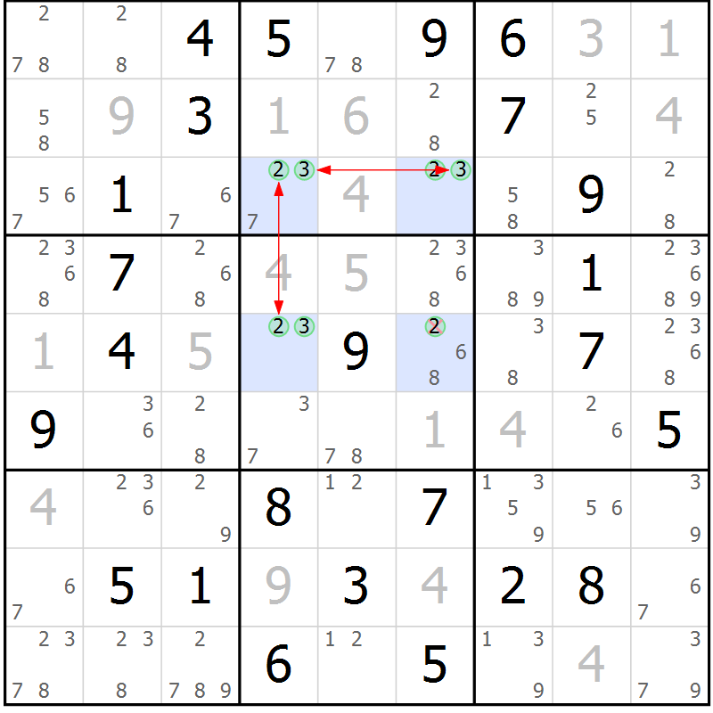 Position des candidats pour la solution de la Gr 59 page 62 du magazine de sudoku Sudoku Suprême n° 037