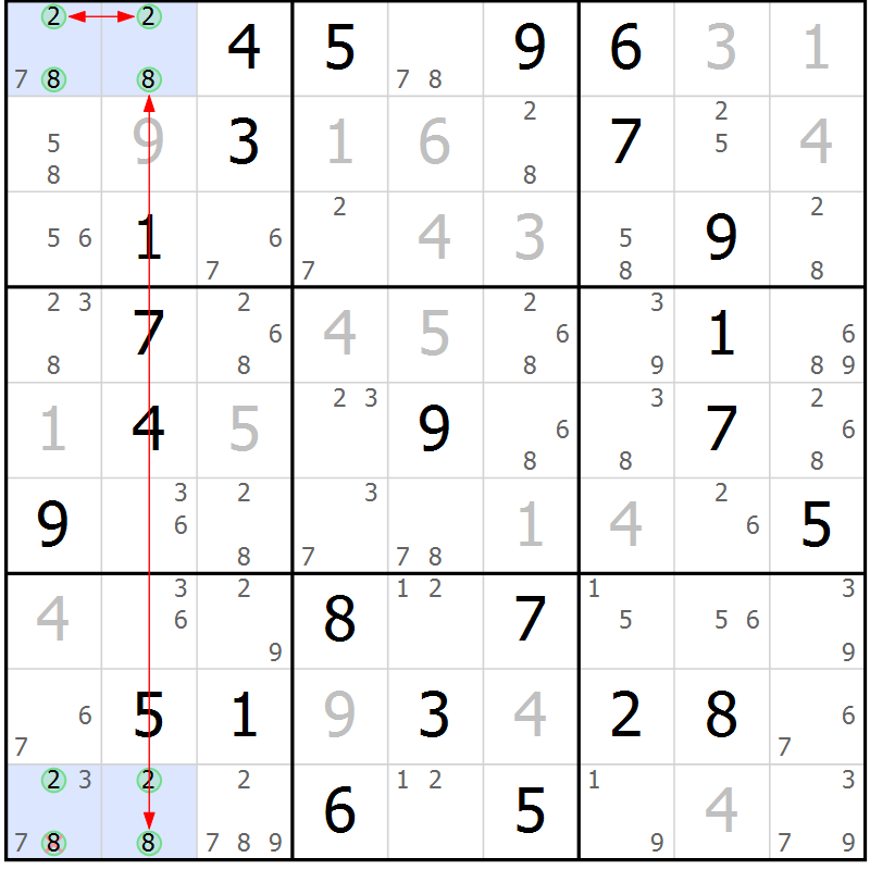 Position des candidats pour la solution de la Gr 59 page 62 du magazine de sudoku Sudoku Suprême n° 037