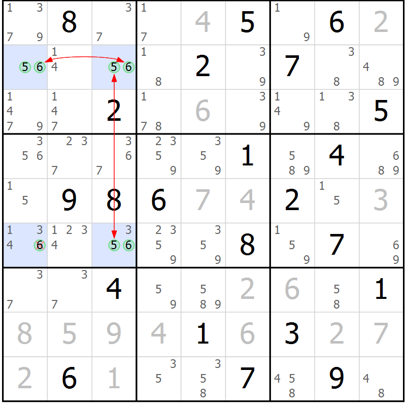 Position des candidats pour la solution de la Gr 6 page 9 du magazine de sudoku Sudoku Suprême n° 037