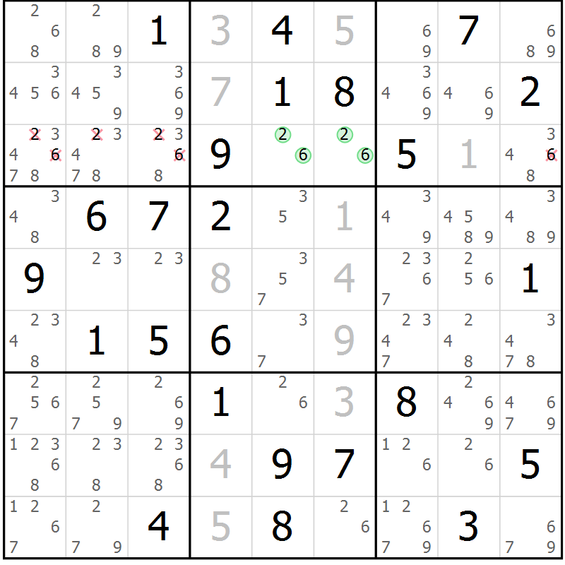 Position des candidats pour la solution de la Gr 60 page 63 du magazine de sudoku Sudoku Suprême n° 037