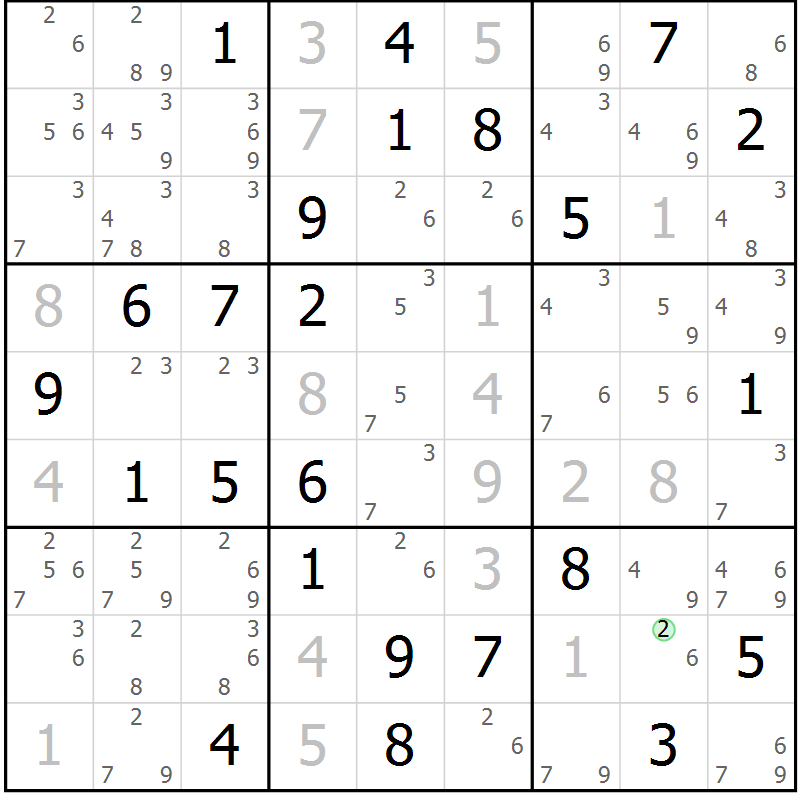 Position des candidats pour la solution de la Gr 60 page 63 du magazine de sudoku Sudoku Suprême n° 037