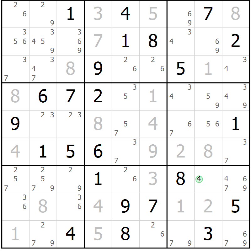 Position des candidats pour la solution de la Gr 60 page 63 du magazine de sudoku Sudoku Suprême n° 037