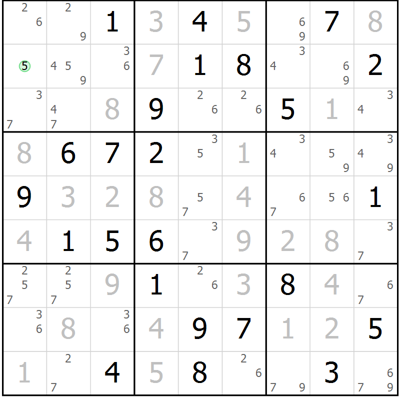Position des candidats pour la solution de la Gr 60 page 63 du magazine de sudoku Sudoku Suprême n° 037