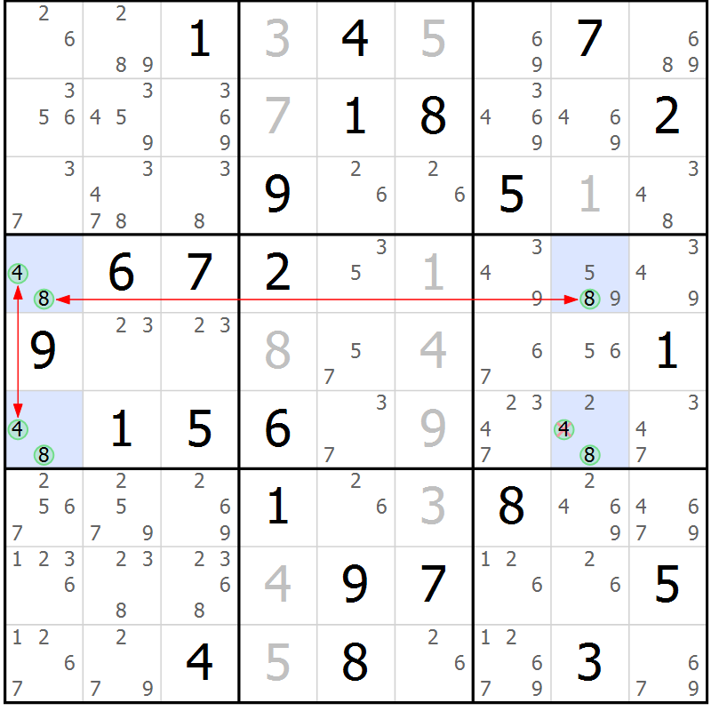 Position des candidats pour la solution de la Gr 60 page 63 du magazine de sudoku Sudoku Suprême n° 037