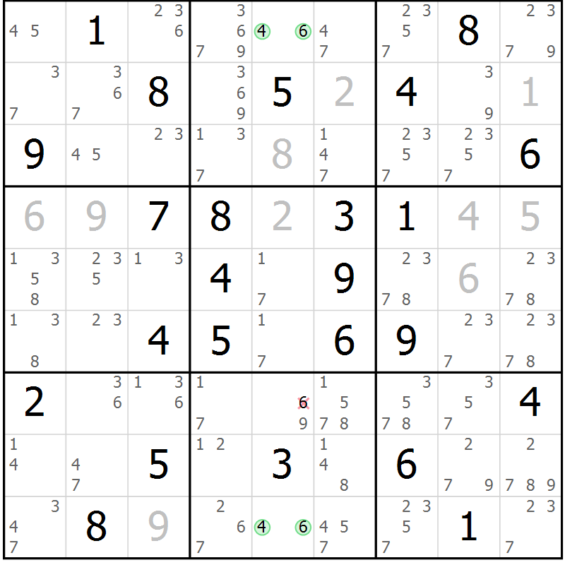 Position des candidats pour la solution de la Gr 61 page 64 du magazine de sudoku Sudoku Suprême n° 037