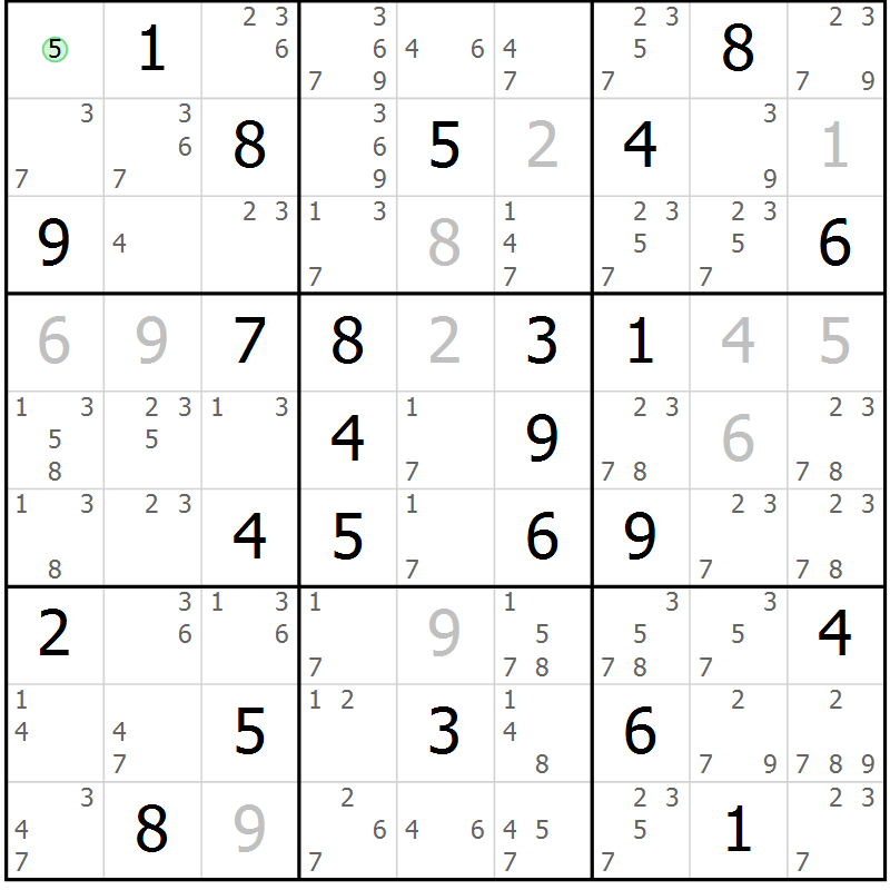 Position des candidats pour la solution de la Gr 61 page 64 du magazine de sudoku Sudoku Suprême n° 037